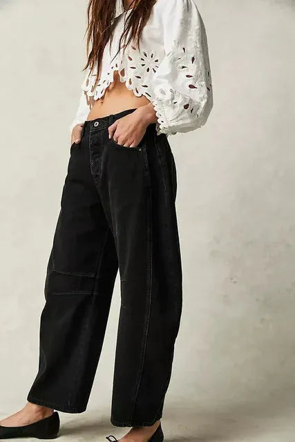 Wijd uitgesneden damesjeans in een casual stijl voor de winter