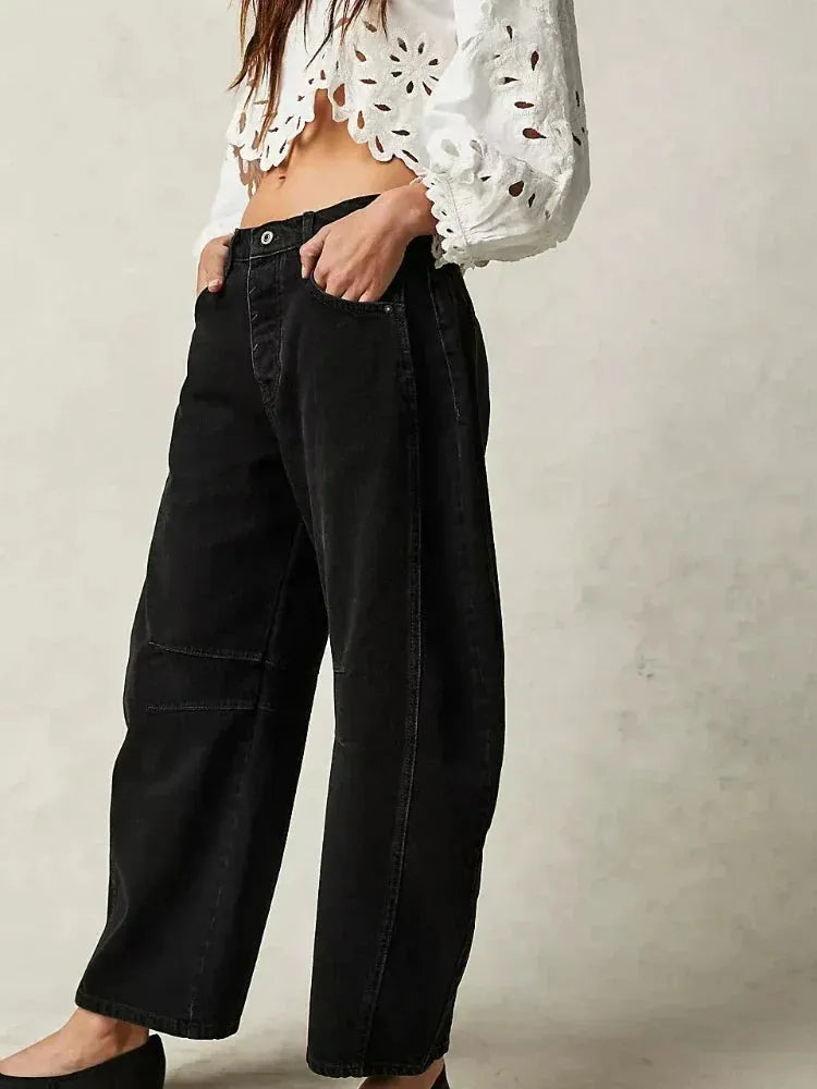 Wijd uitgesneden damesjeans in een casual stijl voor de winter