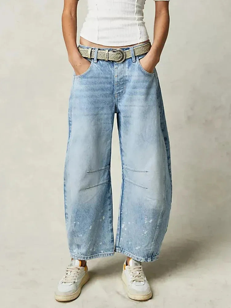 Wijd uitgesneden damesjeans in een casual stijl voor de winter