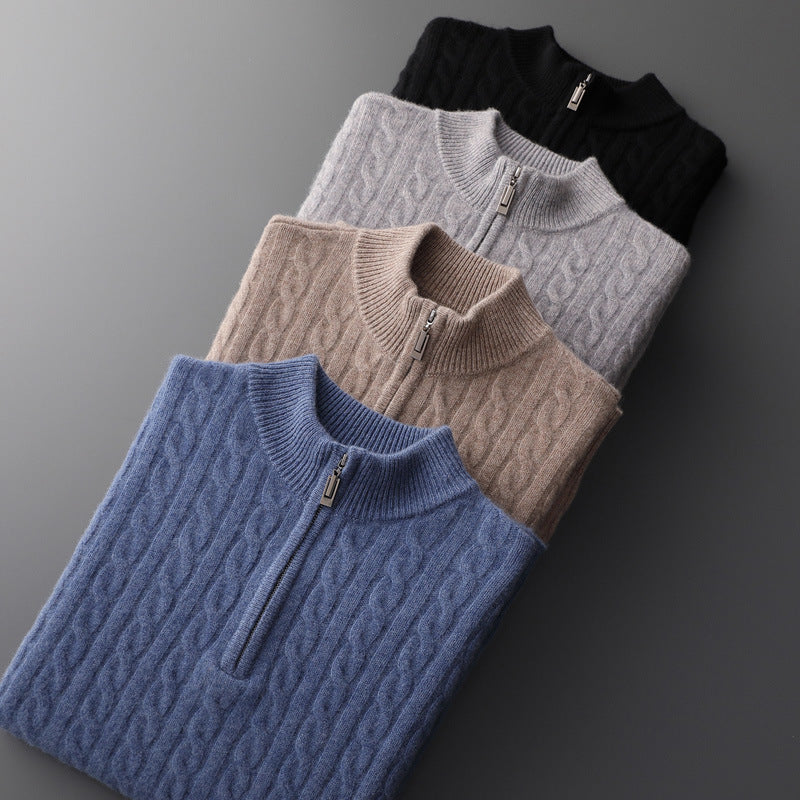 Robert - premium soft fabric herentrui met halve rits