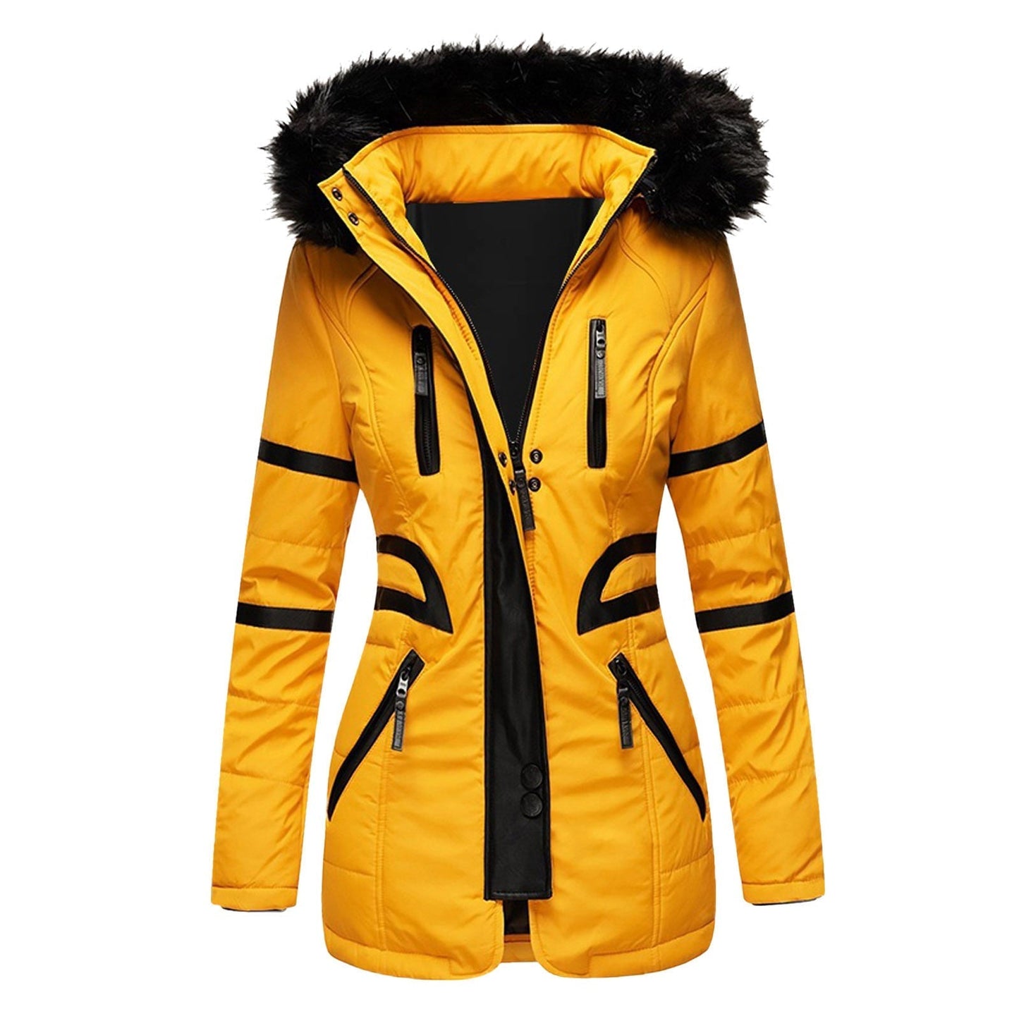 Elegante dameswinterjas met capuchon en wol