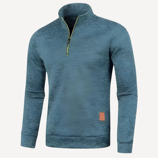 Zak - stijlvolle fleece herentrui met halve rits