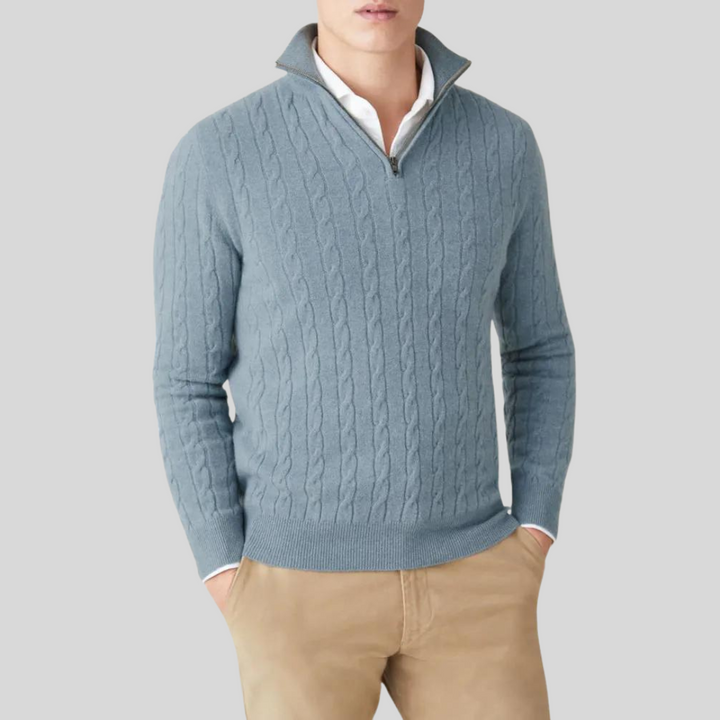 Hoge kwaliteit kasjmier herensweater met rits