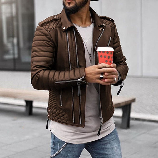 Caleb - leren herenjack in vintage-stijl