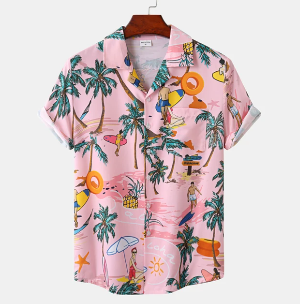 Hawaii surf bloemen blouse voor heren