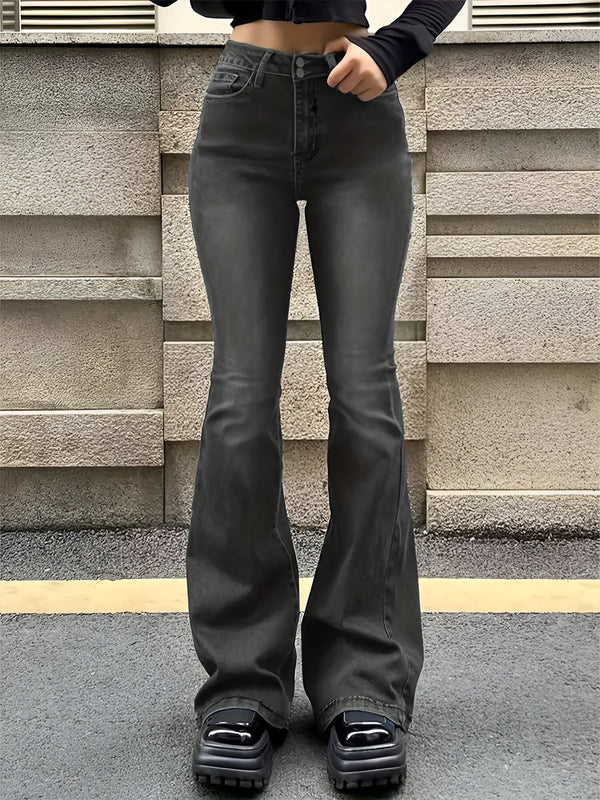 Camila - high waist flare stretch mustache jeans