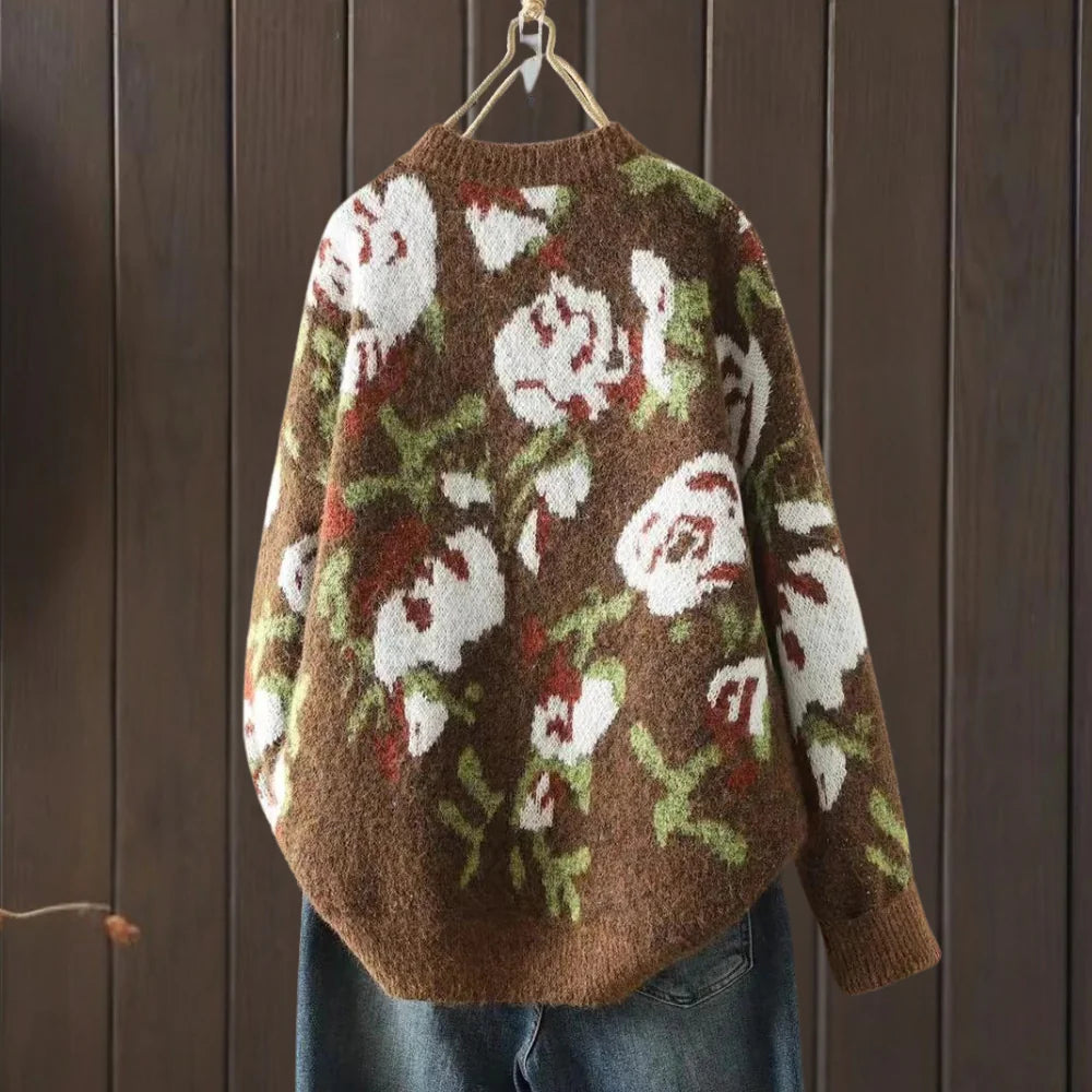 Kaia - gebreide trui met bloemenpatroon voor dames