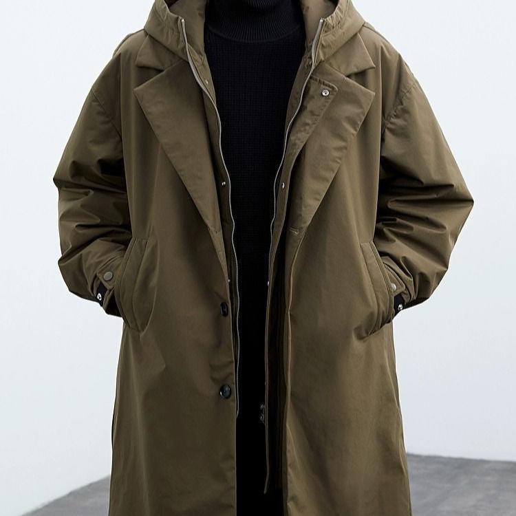 Plus size trenchcoat met capuchon voor heren