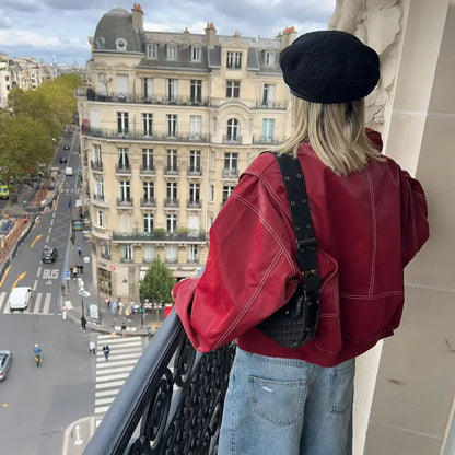 Vera - trendy rood oversized pasvorm dames jasje