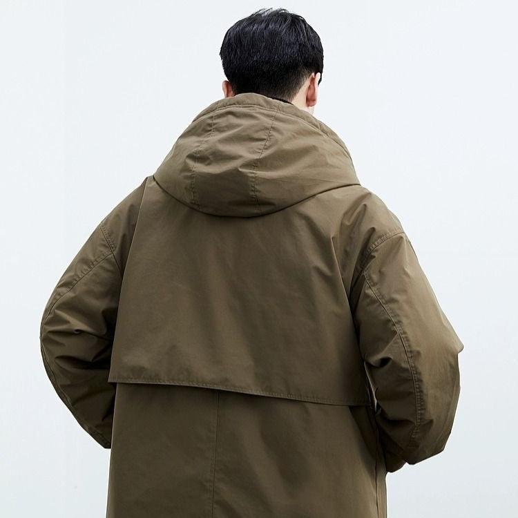 Plus size trenchcoat met capuchon voor heren
