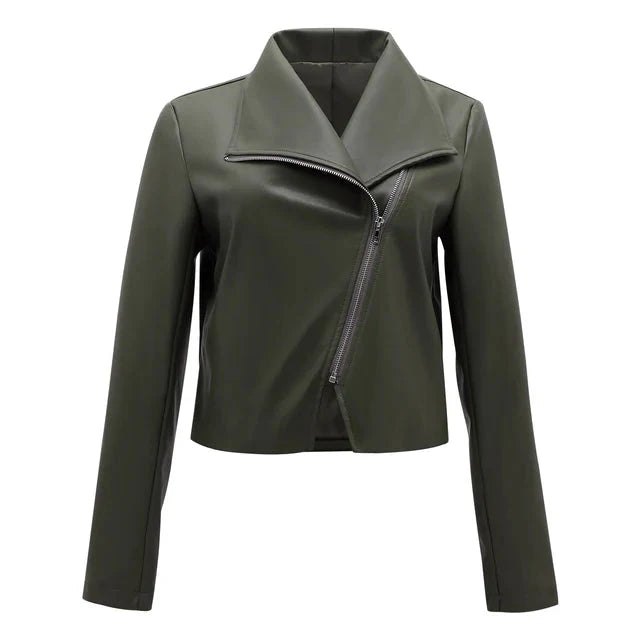 Teodora - elegante olijfgroene damesjas
