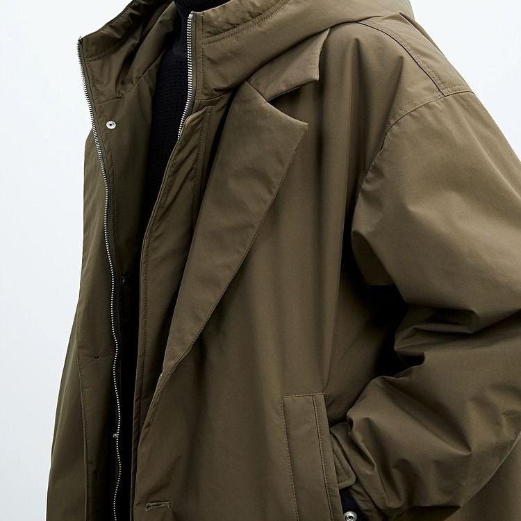 Plus size trenchcoat met capuchon voor heren