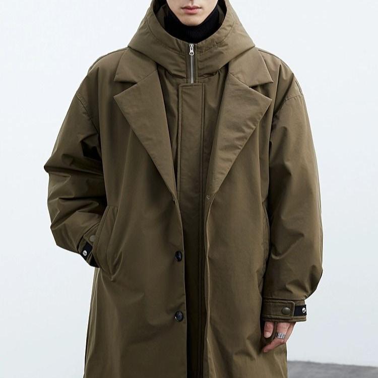 Plus size trenchcoat met capuchon voor heren