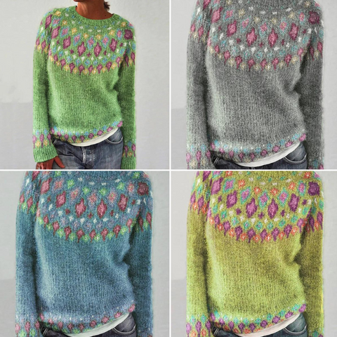 Carla - geometrische trui met contrastprint