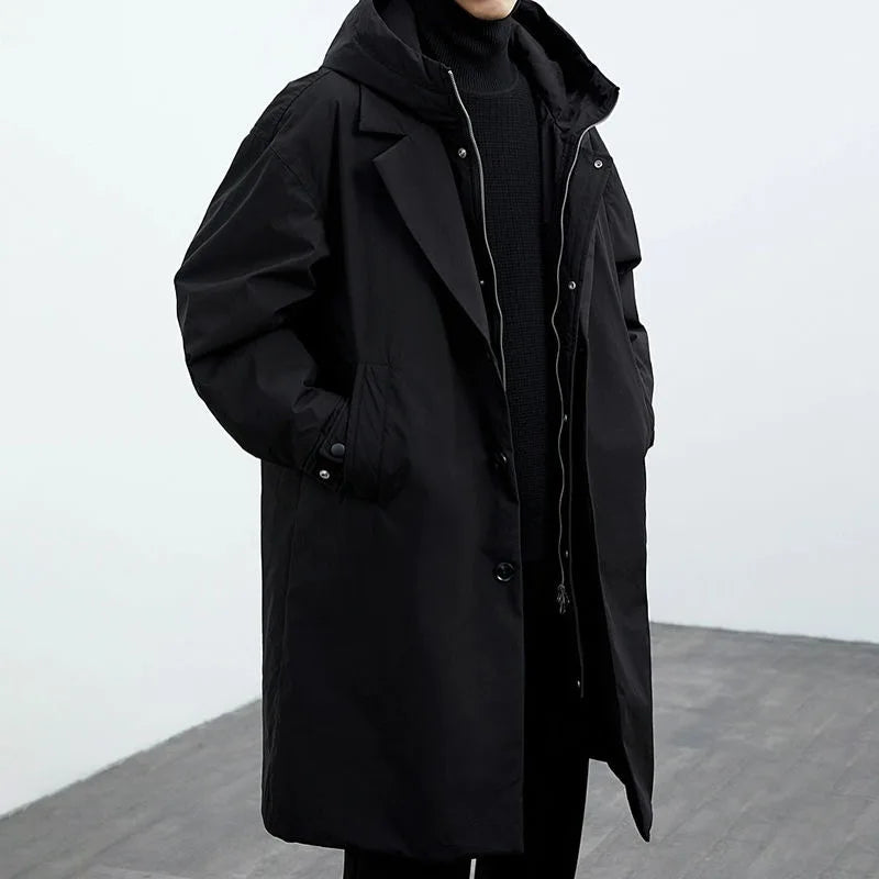 Plus size trenchcoat met capuchon voor heren