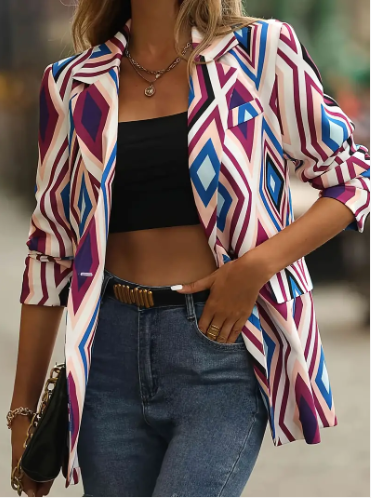 Teena blazer met geometrisch patroon