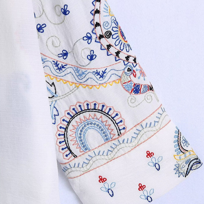 Bianca - shirt met lange mouwen, v-hals en borduursel