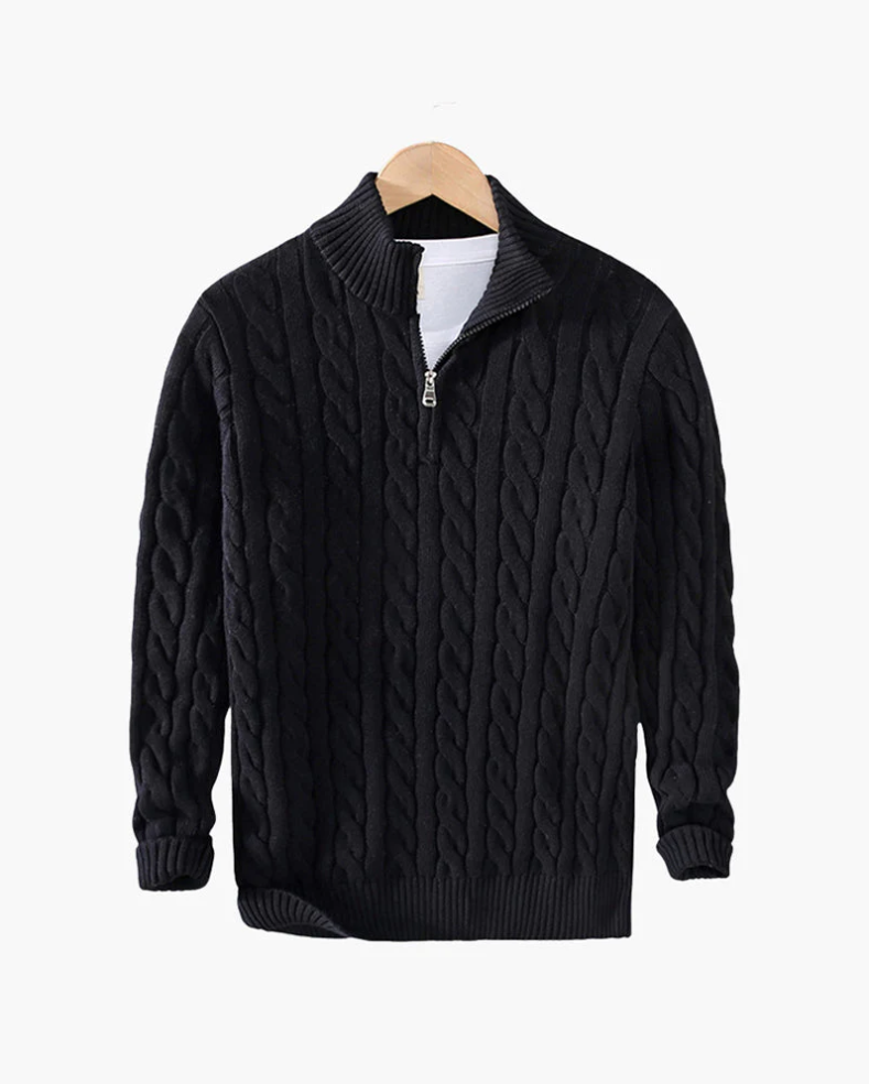 Casual gebreide herentrui met halve rits