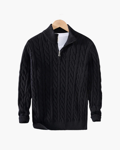 Casual gebreide herentrui met halve rits