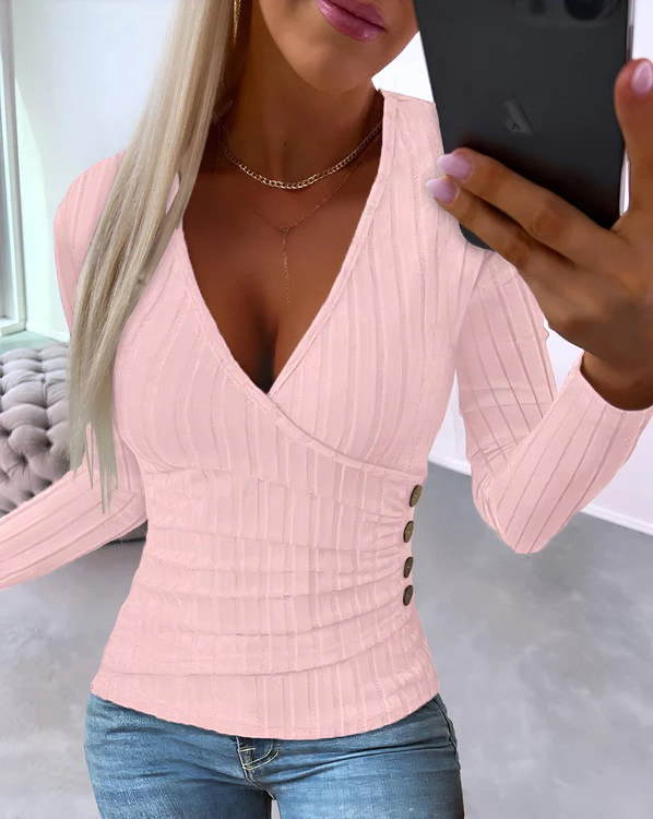 Adelheid | elegante top met v-hals en lange mouwen voor dames