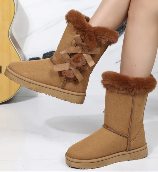 Remy | klassieke snowboots met bontvoering in het midden van de buis rose & remy