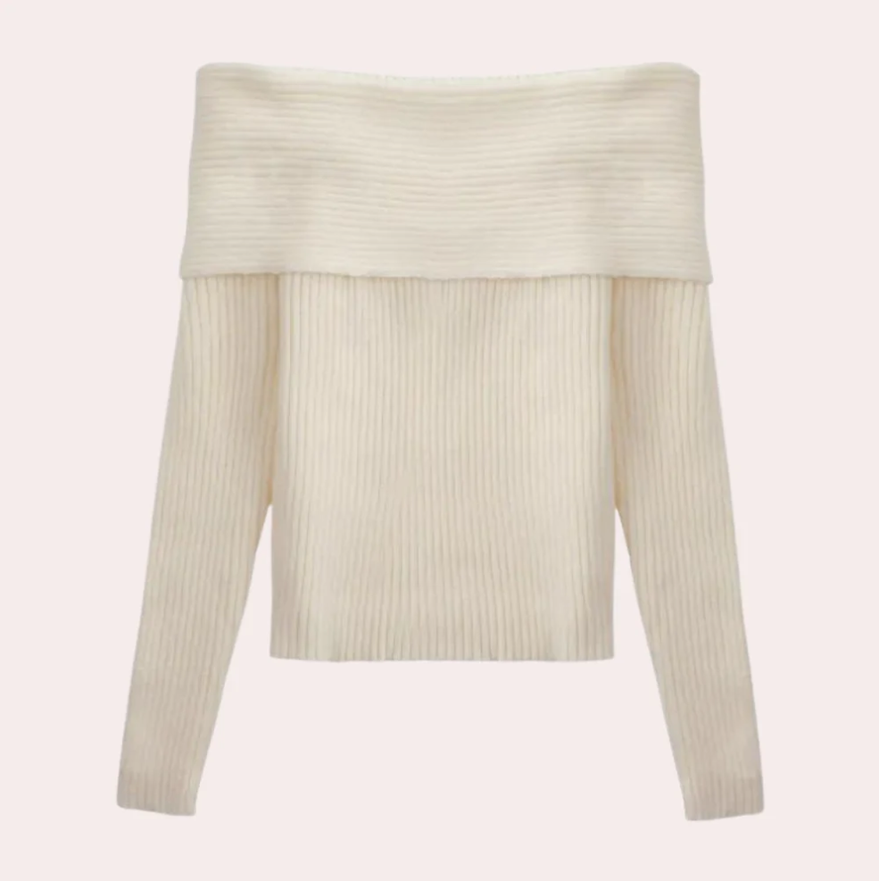 Leorina - stijlvolle off-shoulder trui voor dames met een elegant gebreid patroon