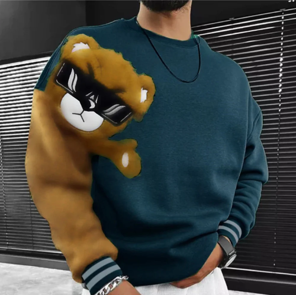 Bernd - sweatshirt met cartoonbeerborduurwerk voor heren