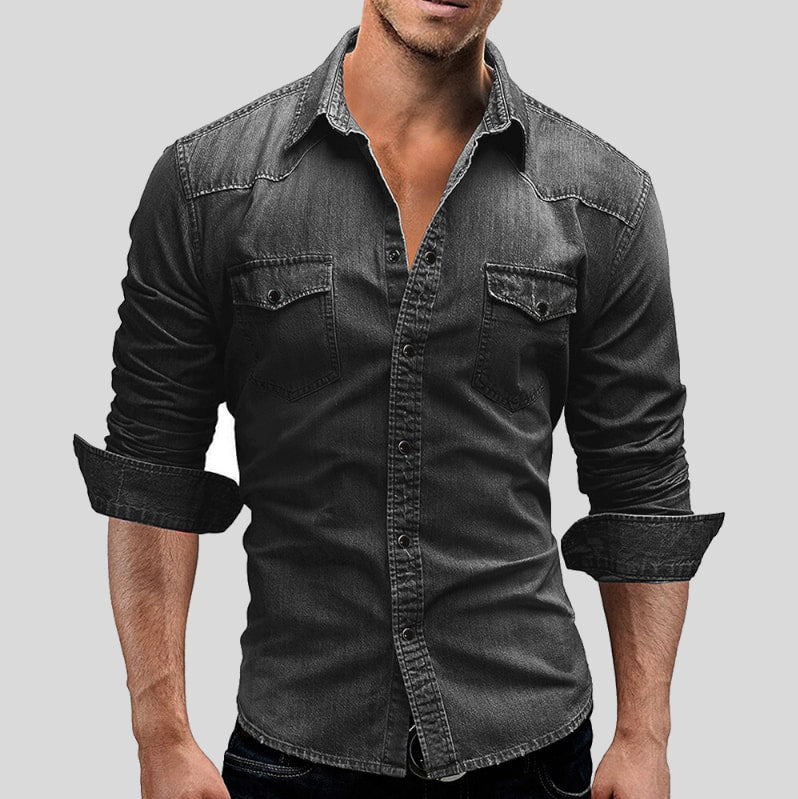 Peter - denim overhemd met lange mouwen