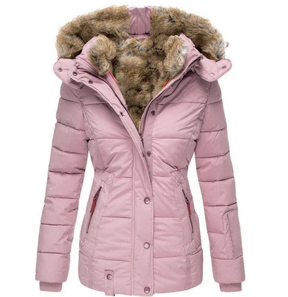 Elegante dames winterjas met bontcapuchon