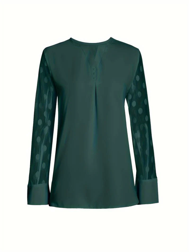 Amalia - gebreide blouse dames v-hals knoopsluiting
