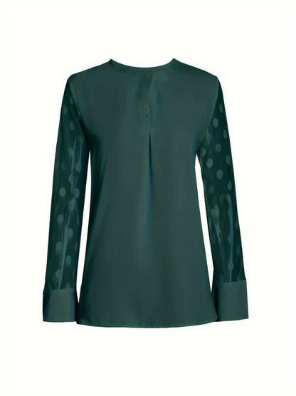 Amalia - gebreide blouse dames v-hals knoopsluiting
