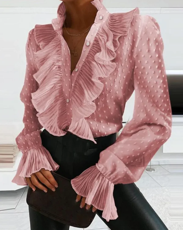 Matilda - blouse met ruches en lange mouwen