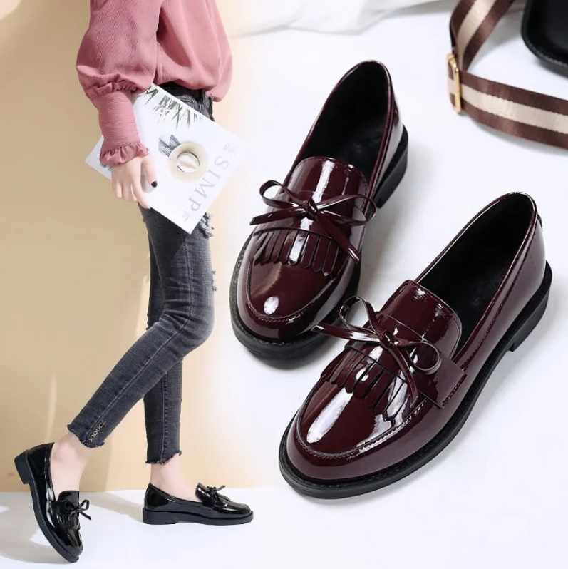 Leren loafers met kwastjes voor dames