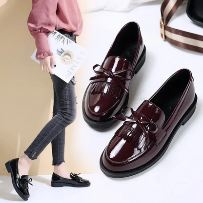 Leren loafers met kwastjes voor dames
