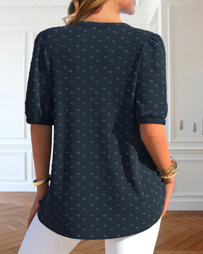 Louisa - blouse met korte mouwen en drukknopen