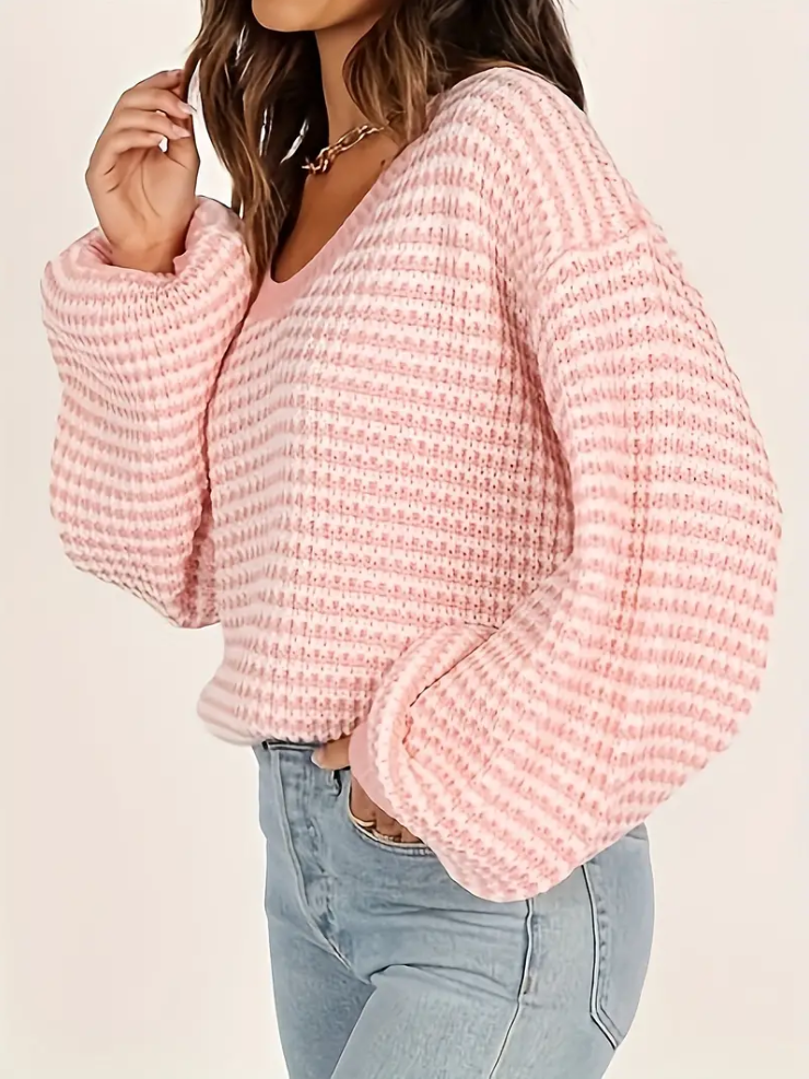 Olijfgroen - gebreide trui met verlaagde schouders