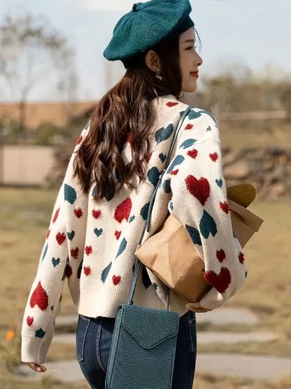 Vinny - wollen trui met hartjespatroon