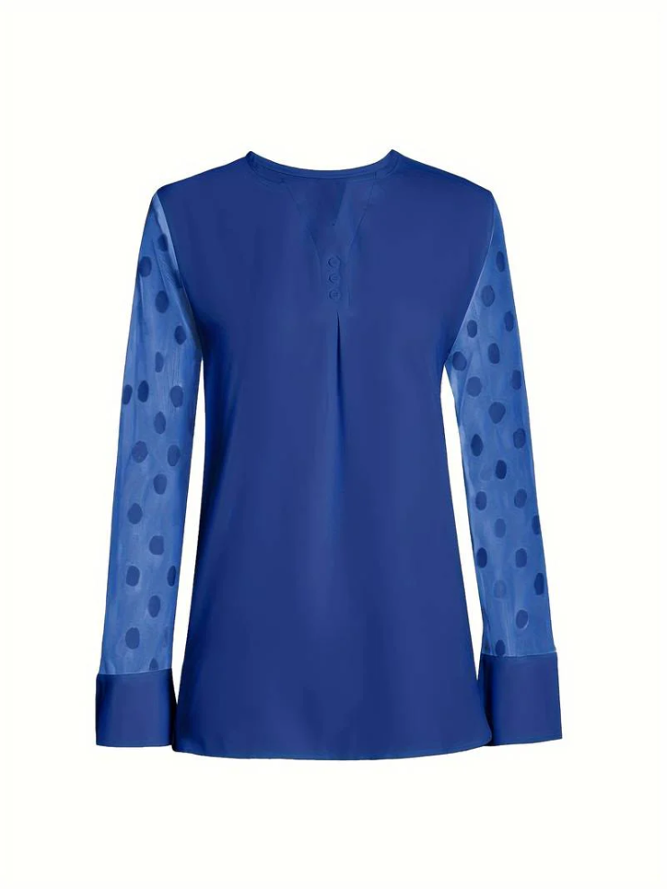 Amalia - gebreide blouse dames v-hals knoopsluiting