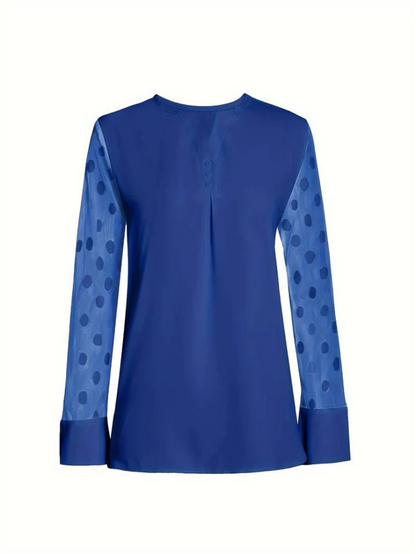 Amalia - gebreide blouse dames v-hals knoopsluiting