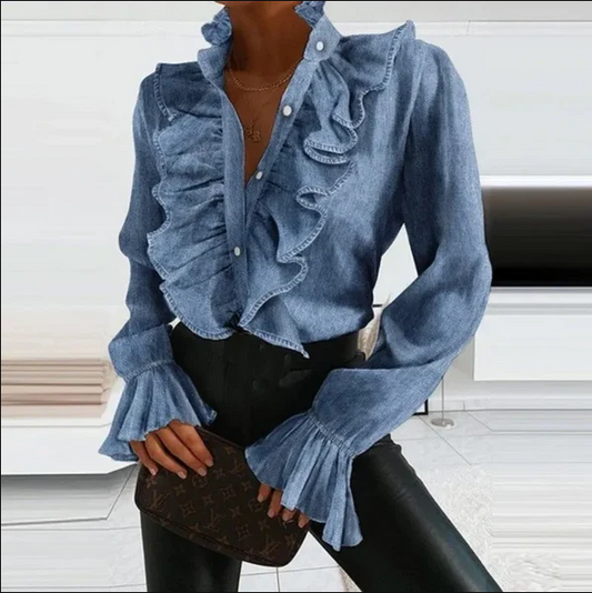 Matilda - blouse met ruches en lange mouwen