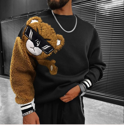 Bernd - sweatshirt met cartoonbeerborduurwerk voor heren