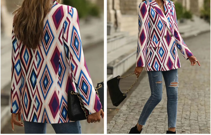 Teena blazer met geometrisch patroon