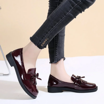 Leren loafers met kwastjes voor dames