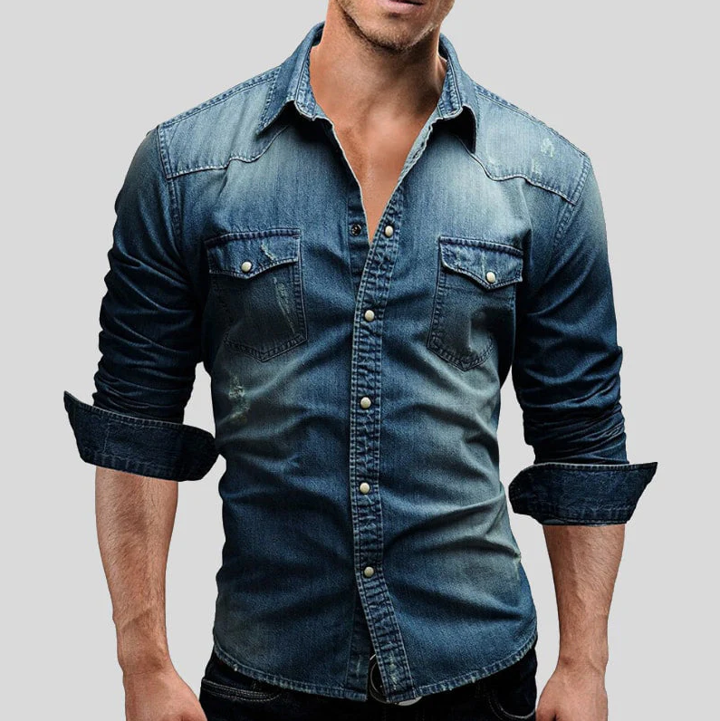 Peter - denim overhemd met lange mouwen