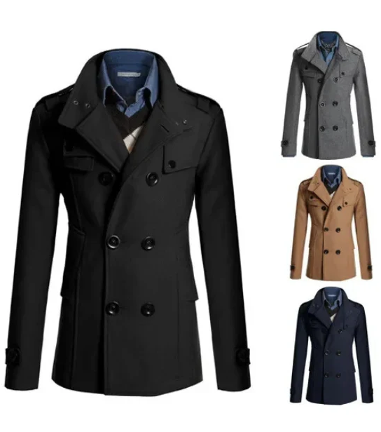 Herenwinterjas - elegante trenchcoat met opstaande kraag en thermische afdichting