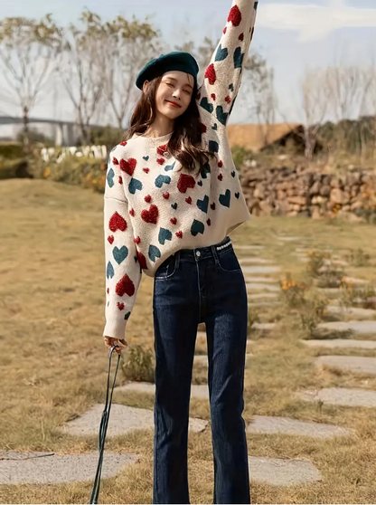 Vinny - wollen trui met hartjespatroon