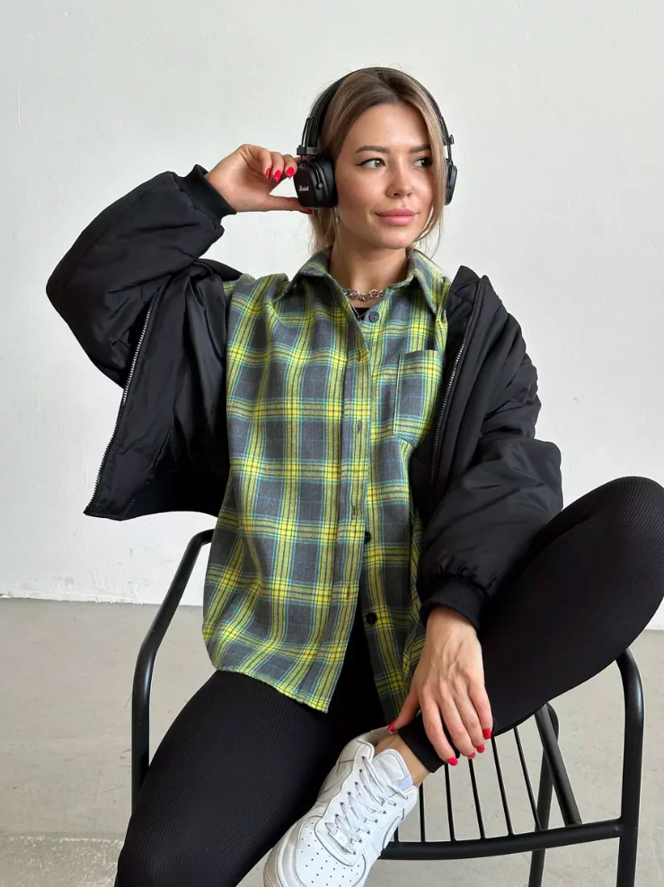 Elegant geruit flanellen overhemd voor dames