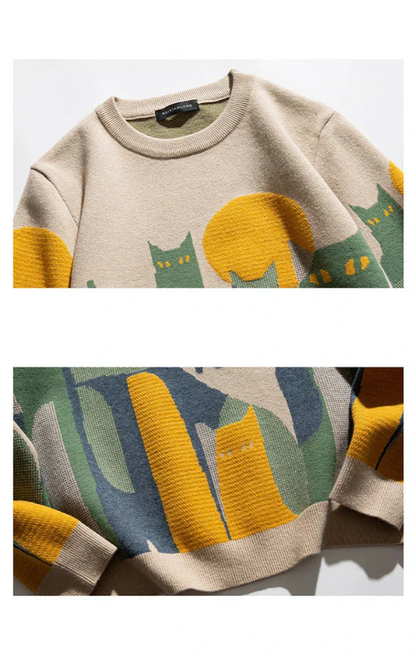 Gebreide damestrui met kattenmotief - gezellig en warm