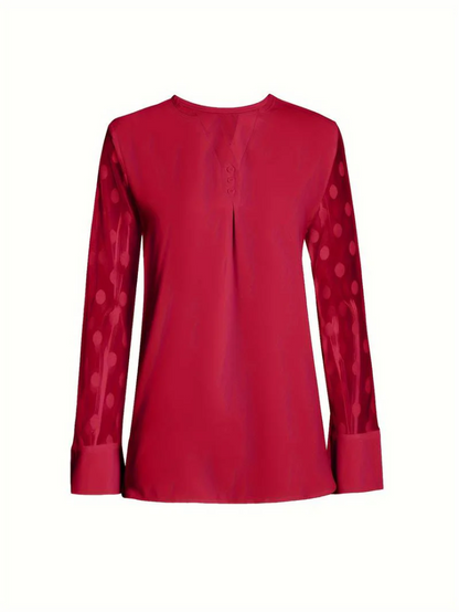 Amalia - gebreide blouse dames v-hals knoopsluiting