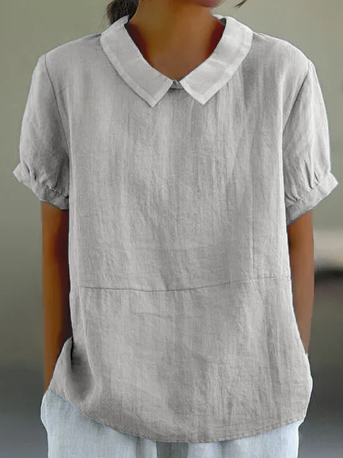 Adele - zomerblouse voor dames, katoen, korte mouwen